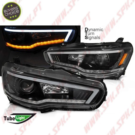 Faróis Tube Light Dynamic / Black - Mitsubishi Lancer 8 (2008-2016)