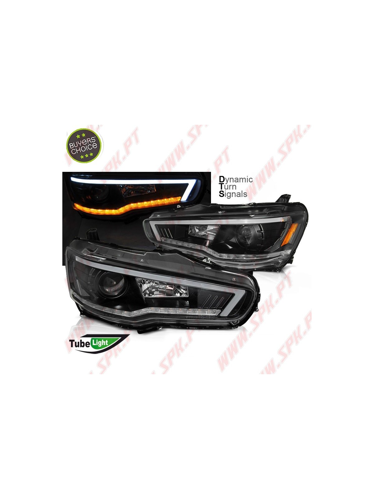 Faróis Tube Light Dynamic / Black - Mitsubishi Lancer 8 (2008-2016) Faróis Tube Light Dynamic / Black - Mitsubishi Lancer 8 (2008-2016)