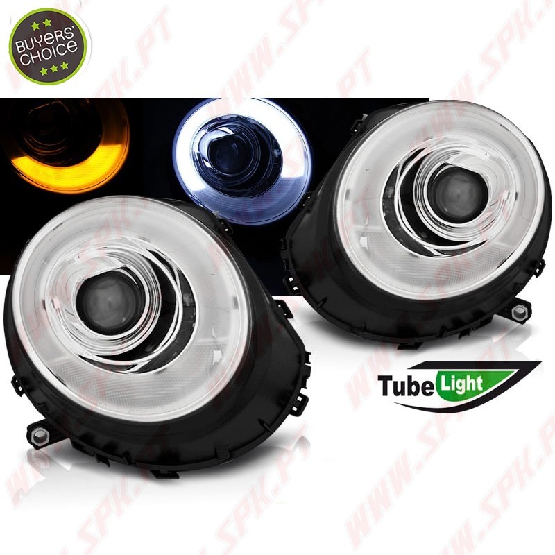 Faróis Tube Light / Chrome - Mini Cooper R56 / R57 (2006-2014)