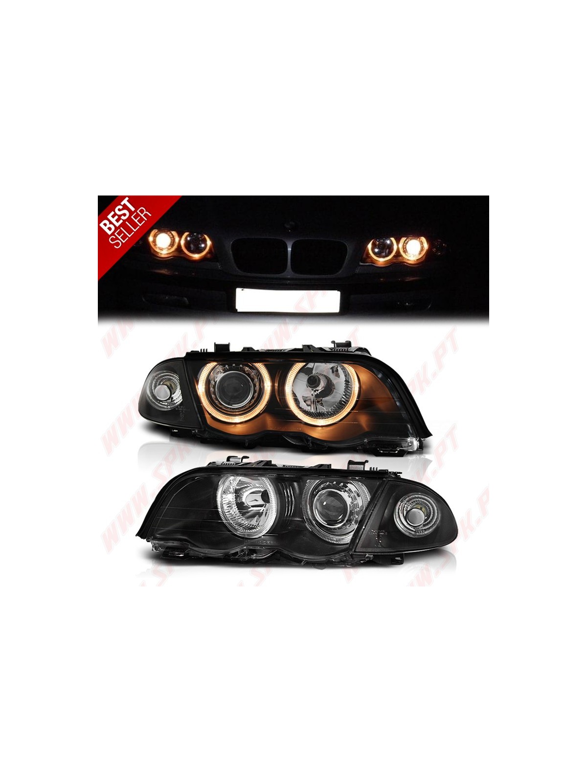 Faróis Angel Eyes - BMW E46 Sedan / Touring (1998-2001) Faróis Angel Eyes - BMW E46 Sedan / Touring (1998-2001)