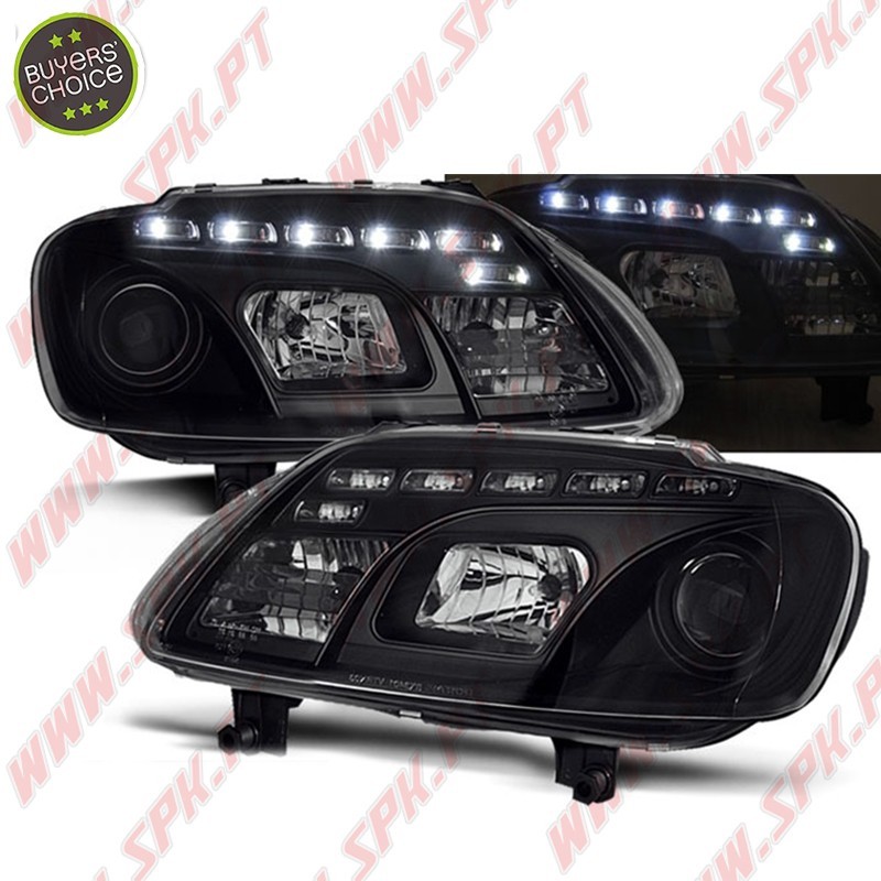 Faróis LED Daylight / Black - VW Caddy / Touran (2003-2006) Faróis LED Daylight / Black - VW Caddy / Touran (2003-2006)