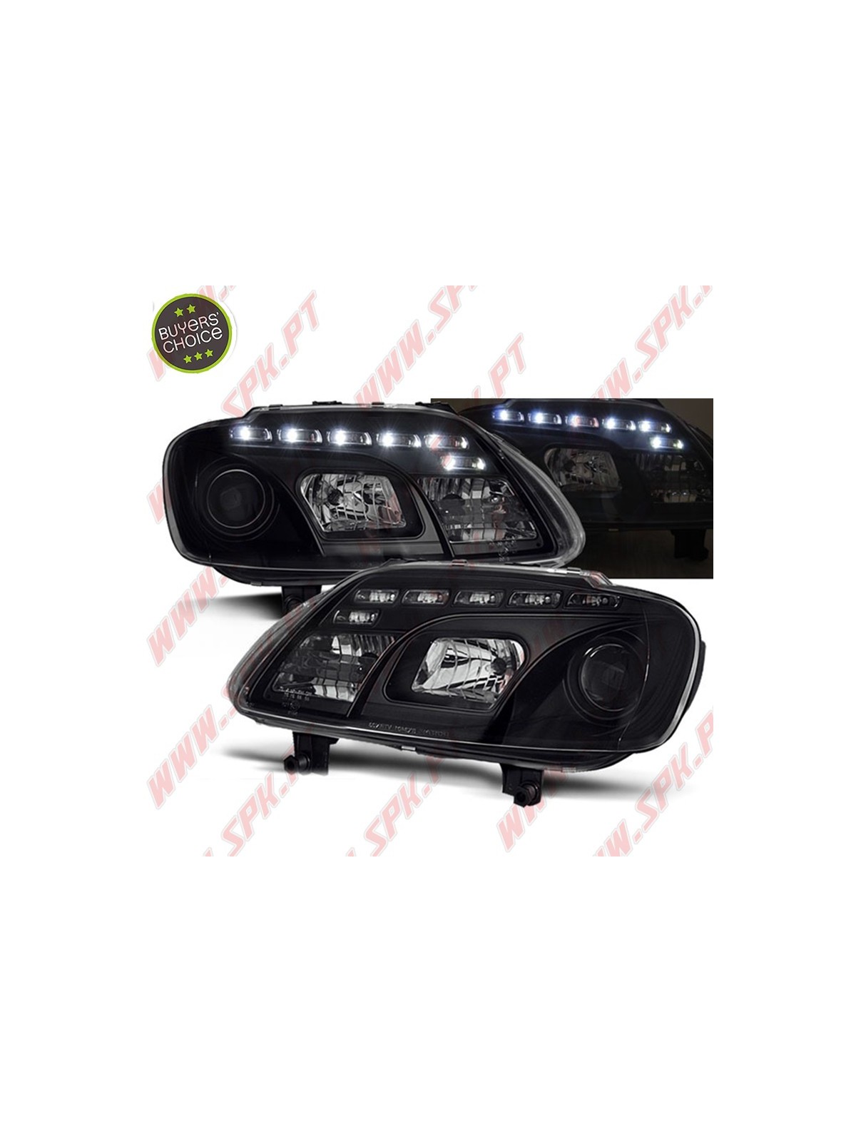 Faróis LED Daylight / Black - VW Caddy / Touran (2003-2006) Faróis LED Daylight / Black - VW Caddy / Touran (2003-2006)