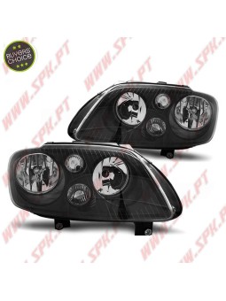 Faróis Look Cristal Black - VW Caddy / Touran (2003-2006)