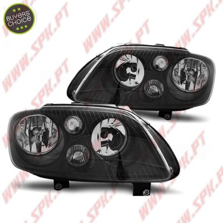 Faróis Look Cristal Black - VW Caddy / Touran (2003-2006)