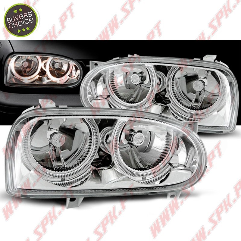 Faróis Angel Eyes / Chrome - VW Golf 3 (1991-1997) Faróis Angel Eyes / Chrome - VW Golf 3 (1991-1997)