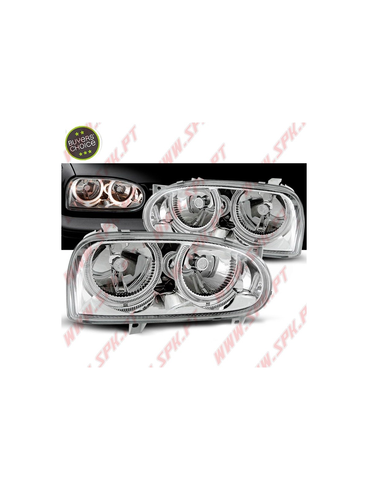 Faróis Angel Eyes / Chrome - VW Golf 3 (1991-1997) Faróis Angel Eyes / Chrome - VW Golf 3 (1991-1997)