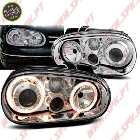Faróis Angel Eyes / Chrome - VW Golf 4 (1997-2003)