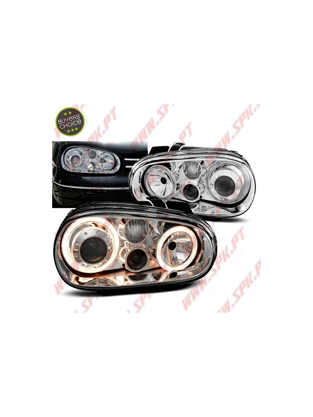 Faróis Angel Eyes / Chrome - VW Golf 4 (1997-2003)