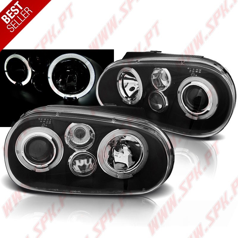 Faróis Angel Eyes II / Black - VW Golf 4 (1997-2003)