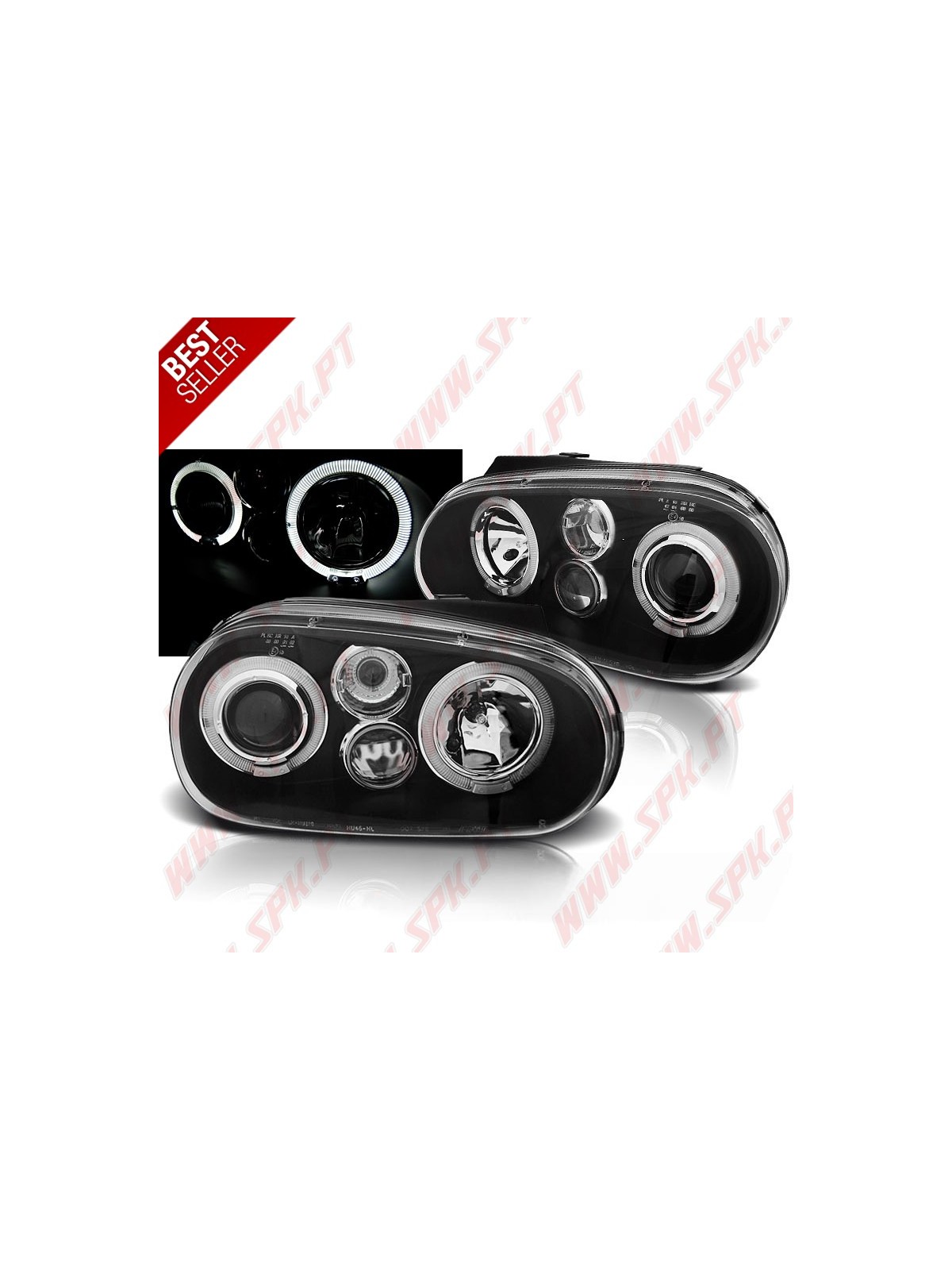 Faróis Angel Eyes II / Black - VW Golf 4 (1997-2003)