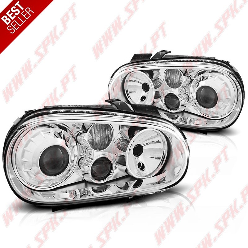 Faróis Cristal Look R32 Chrome - VW Golf 4 (1997-2003) Faróis Cristal Look R32 Chrome - VW Golf 4 (1997-2003)