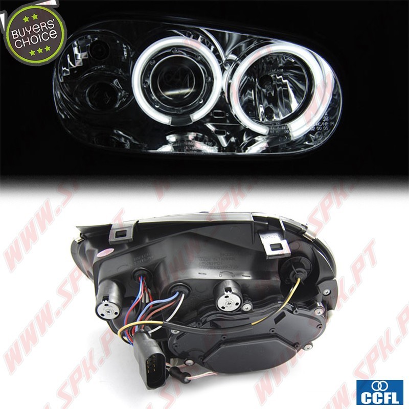 Faróis Angel Eyes CCFL / Chrome - VW Golf 4 (1997-2003) Faróis Angel Eyes CCFL / Chrome - VW Golf 4 (1997-2003)