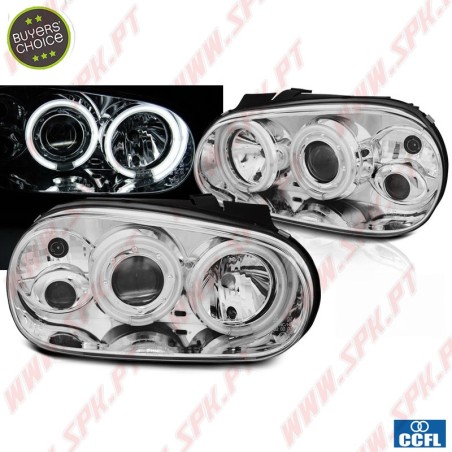 Faróis Angel Eyes CCFL / Chrome - VW Golf 4 (1997-2003)