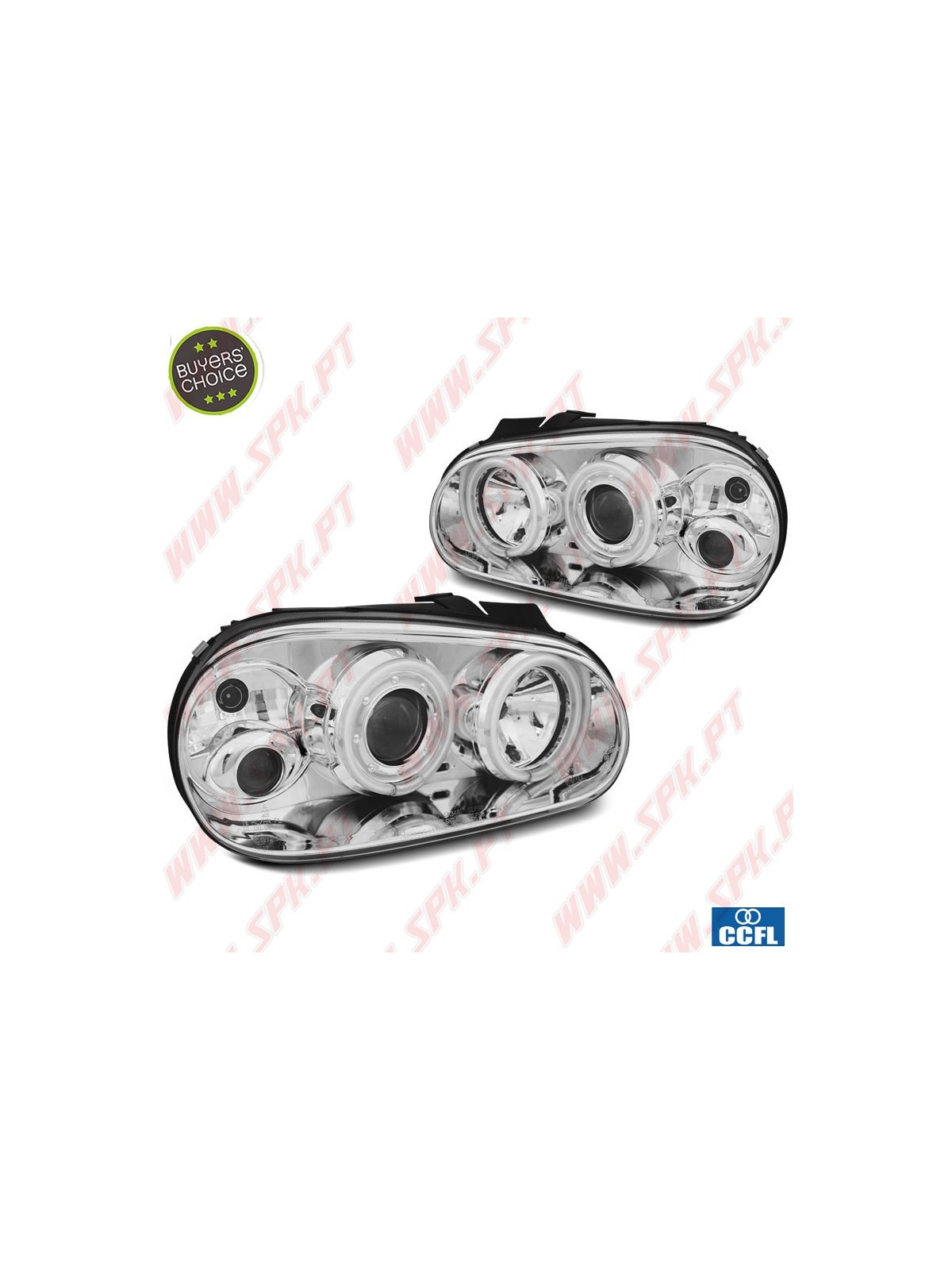 Faróis Angel Eyes CCFL / Chrome - VW Golf 4 (1997-2003) Faróis Angel Eyes CCFL / Chrome - VW Golf 4 (1997-2003)
