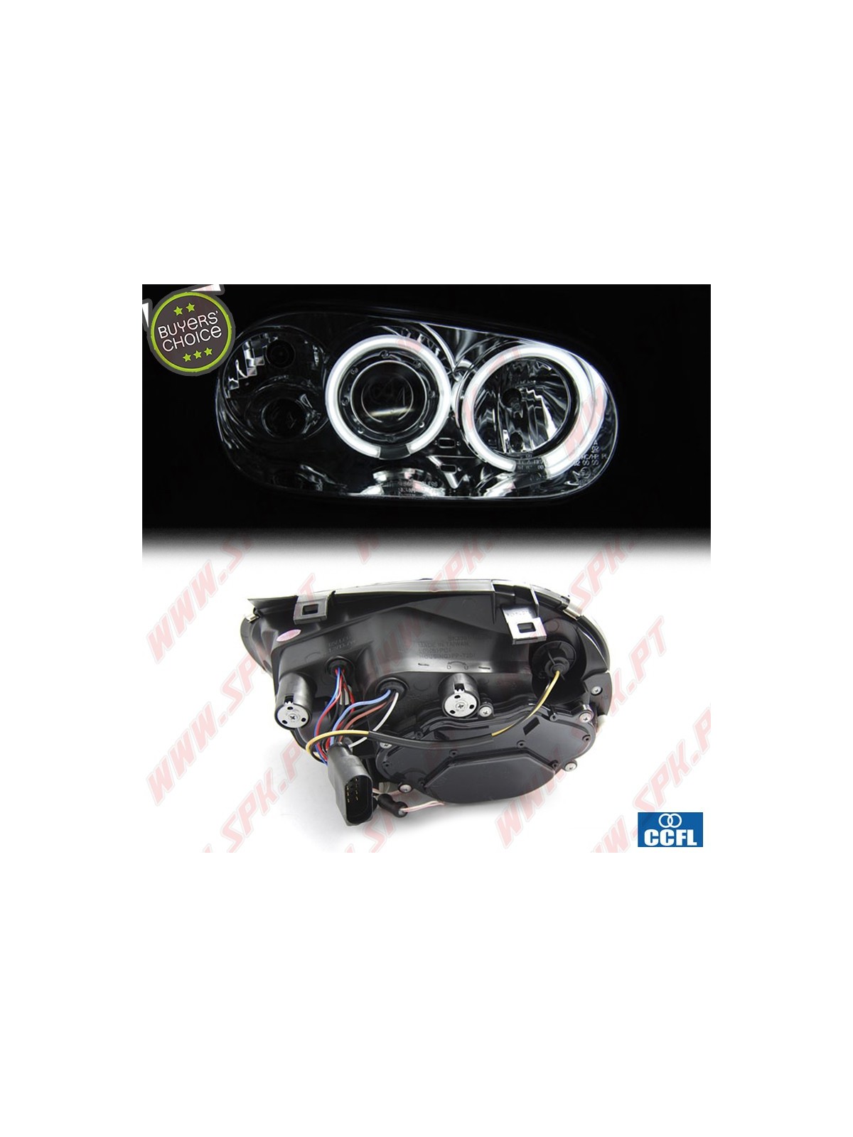 Faróis Angel Eyes CCFL / BLack - VW Golf 4 (1997-2003)