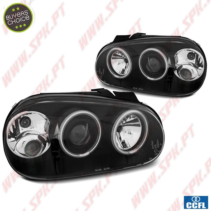 Faróis Angel Eyes CCFL / BLack - VW Golf 4 (1997-2003)