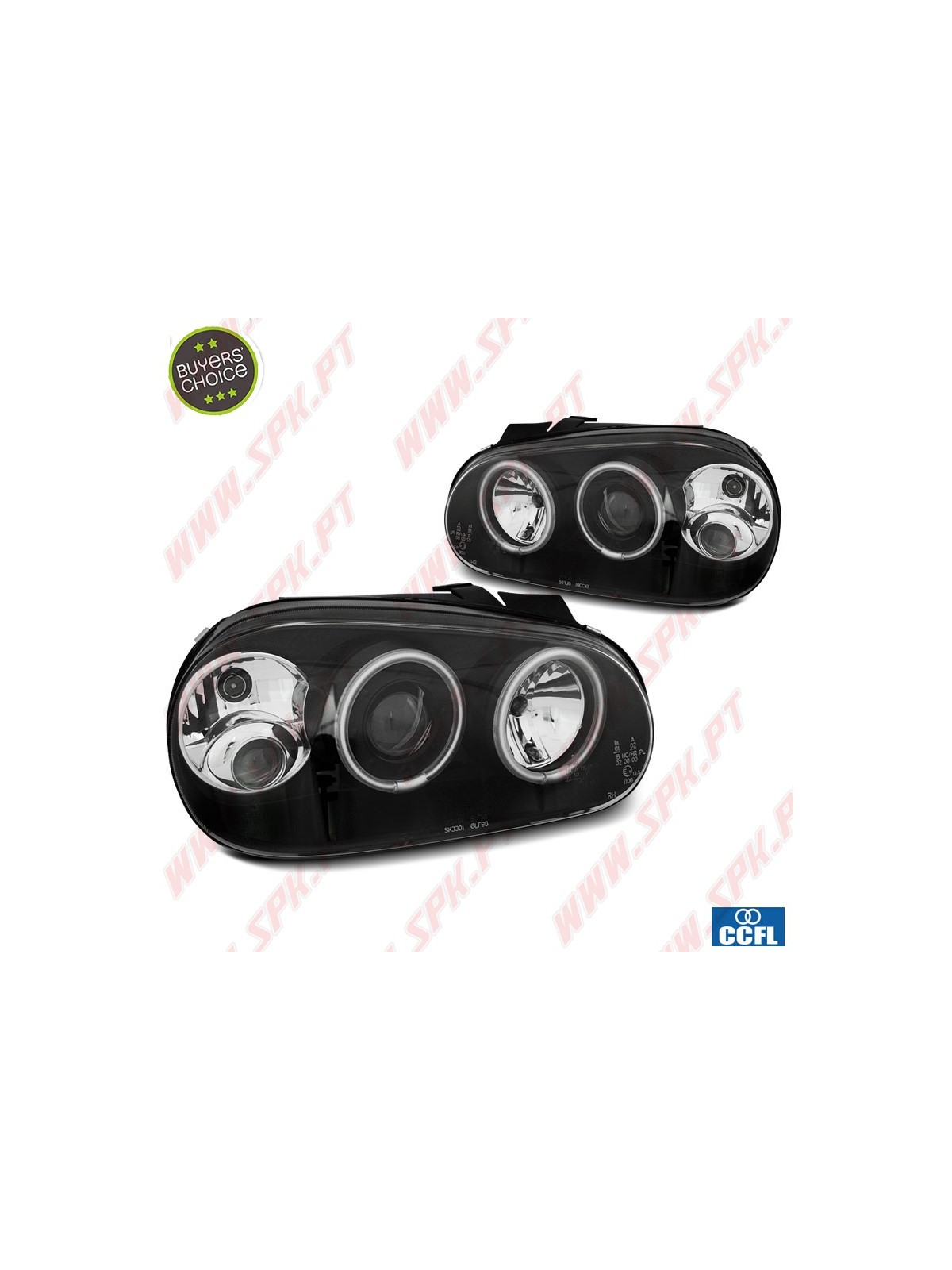 Faróis Angel Eyes CCFL / BLack - VW Golf 4 (1997-2003)