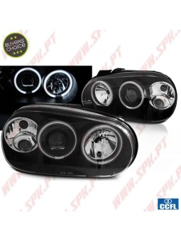 Faróis Angel Eyes CCFL / BLack - VW Golf 4 (1997-2003)