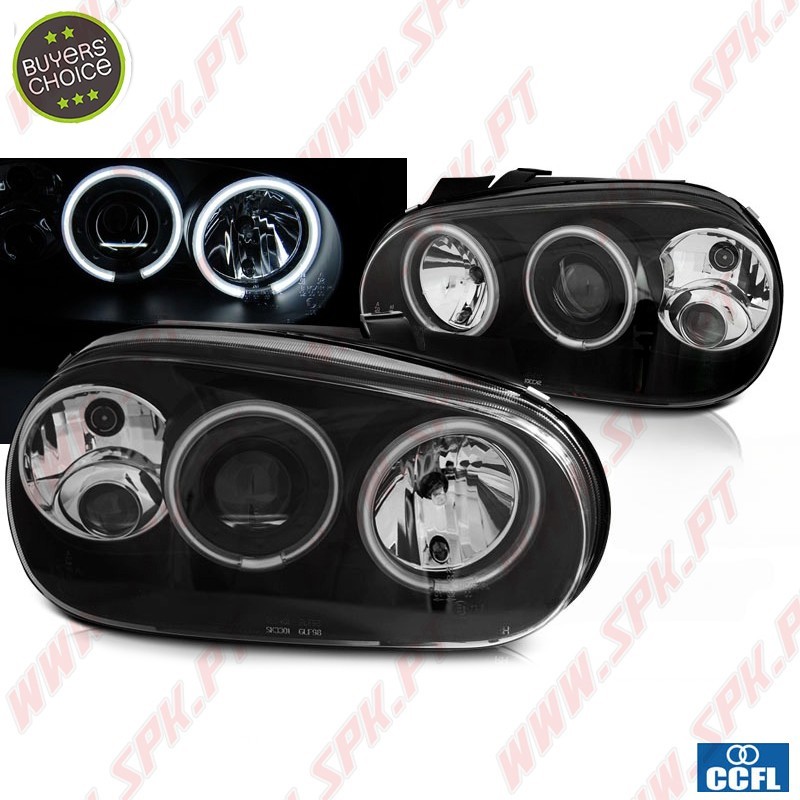 Faróis Angel Eyes CCFL / BLack - VW Golf 4 (1997-2003)