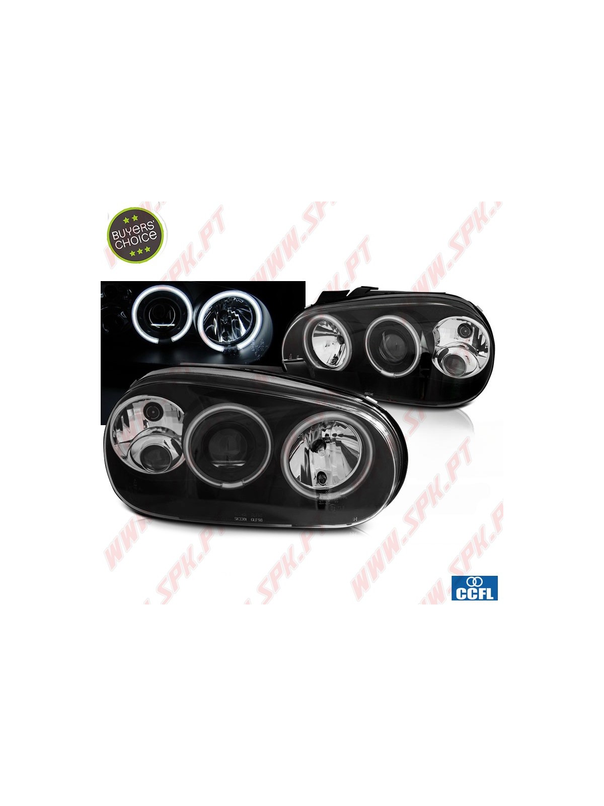 Faróis Angel Eyes CCFL / BLack - VW Golf 4 (1997-2003)