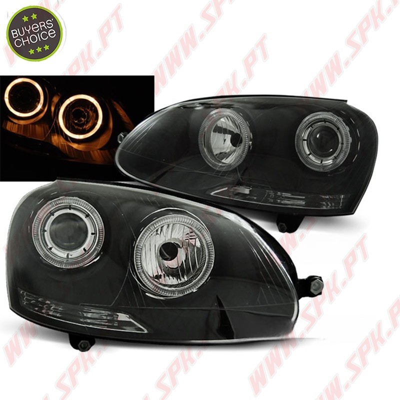Faróis Angel Eyes / Black - VW Golf 5 (2003-2008) Faróis Angel Eyes / Black - VW Golf 5 (2003-2008)
