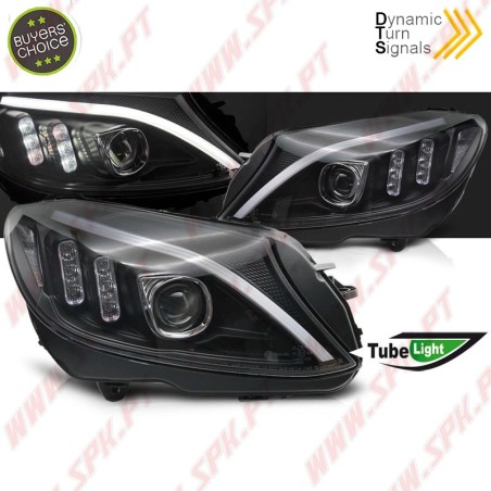 Faróis Tube Light / Black - Mercedes W205 (2014-2018)