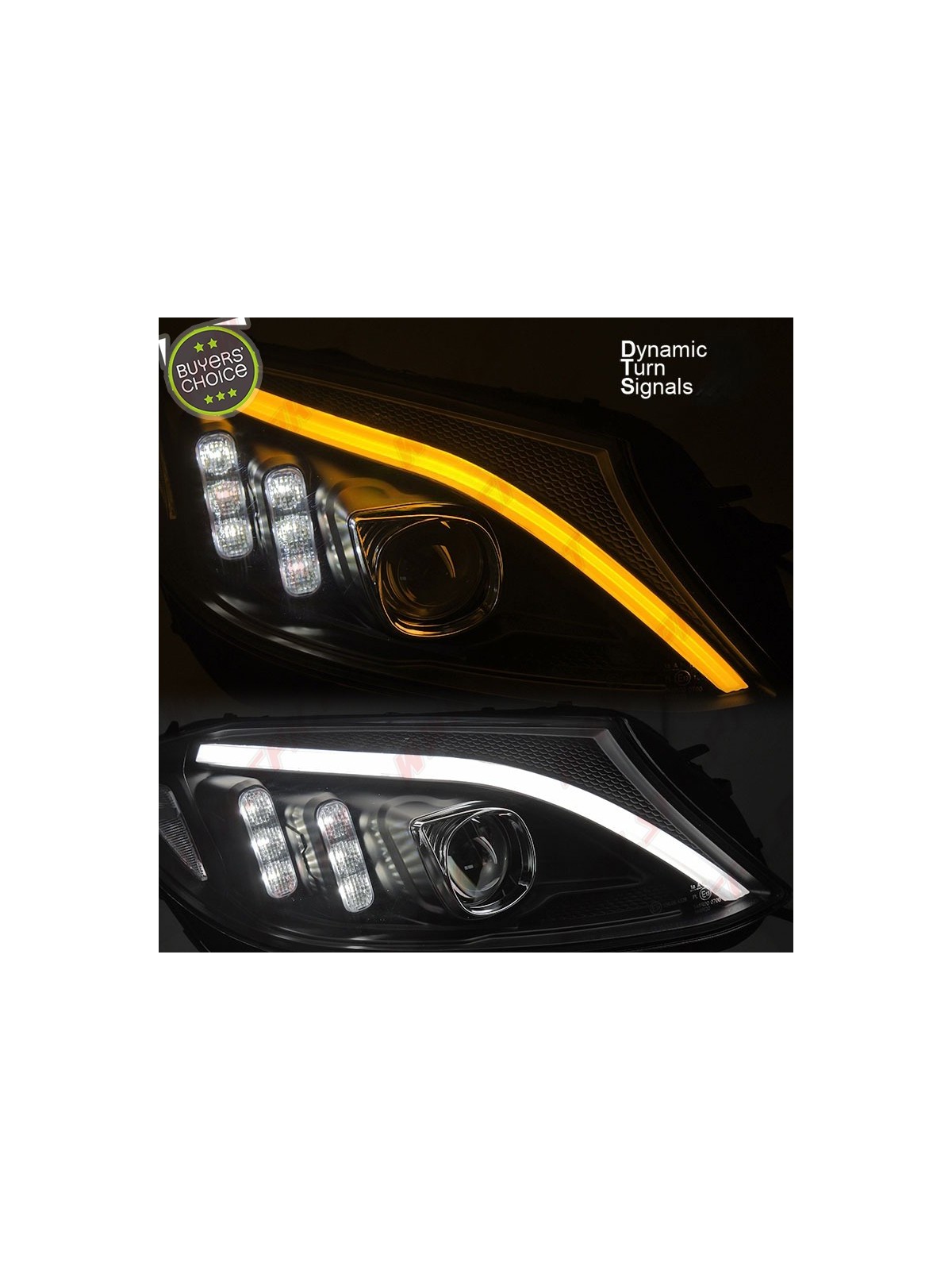 Faróis Tube Light / Black - Mercedes W205 (2014-2018) Faróis Tube Light / Black - Mercedes W205 (2014-2018)