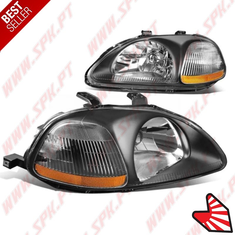 Faróis Look JDM Black+Amber  - Honda Civic Pré-Facelift (1996-1998) Faróis Look JDM Black+Amber  - Honda Civic Pré-Facelift (1996-1998)