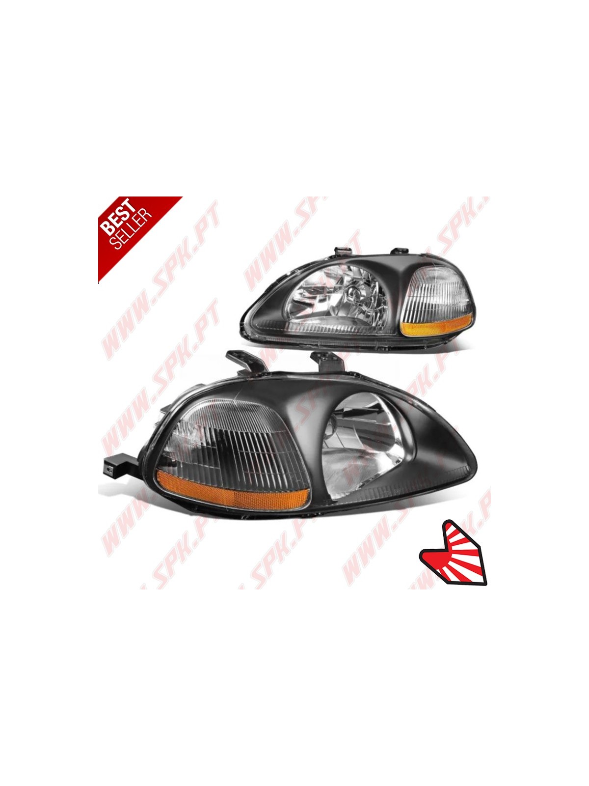 Faróis Look JDM Black+Amber  - Honda Civic Pré-Facelift (1996-1998) Faróis Look JDM Black+Amber  - Honda Civic Pré-Facelift (1996-1998)