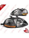 Faróis Look JDM Black+Amber  - Honda Civic Pré-Facelift (1996-1998) Faróis Look JDM Black+Amber  - Honda Civic Pré-Facelift (1996-1998)