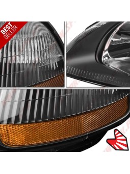 Faróis Look JDM Black+Amber  - Honda Civic Pré-Facelift (1996-1998)