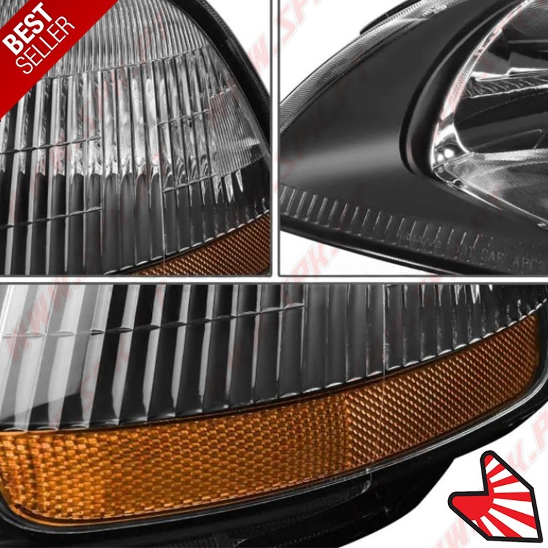 Faróis Look JDM Black+Amber  - Honda Civic Pré-Facelift (1996-1998) Faróis Look JDM Black+Amber  - Honda Civic Pré-Facelift (1996-1998)