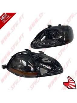 Faróis Look JDM Smoke Chrome+Amber  - Honda Civic Pré-Facelift (1996-1998)