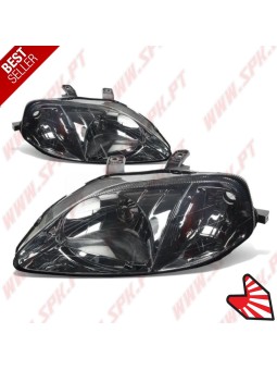 Faróis Look JDM Smoke Chrome+Amber  - Honda Civic Facelift (1999-2001)