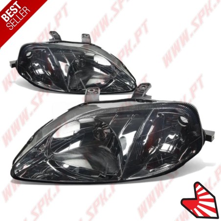 Faróis Look JDM Smoke Chrome+Amber  - Honda Civic Facelift (1999-2001)
