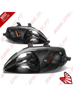 Faróis Look JDM Black+Amber  - Honda Civic Facelift (1999-2001)