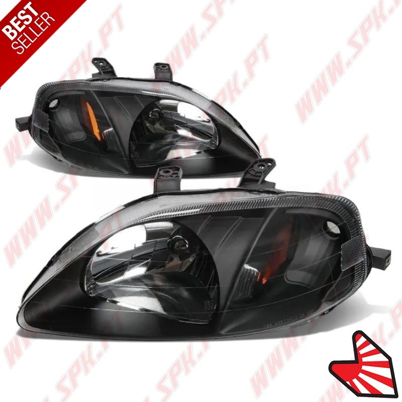 Faróis Look JDM Black+Amber  - Honda Civic Facelift (1999-2001) Faróis Look JDM Black+Amber  - Honda Civic Facelift (1999-2001)