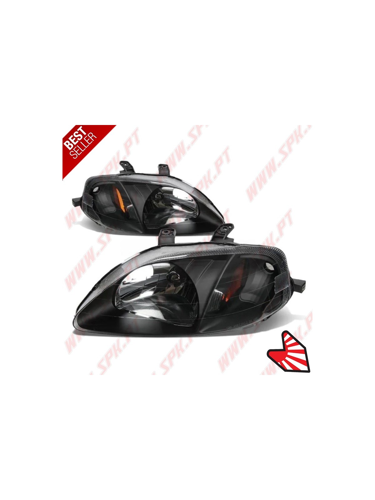 Faróis Look JDM Black+Amber  - Honda Civic Facelift (1999-2001) Faróis Look JDM Black+Amber  - Honda Civic Facelift (1999-2001)