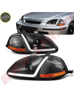 Faróis LED JDM Black+Amber  - Honda Civic Pré-Facelift (1996-1998)