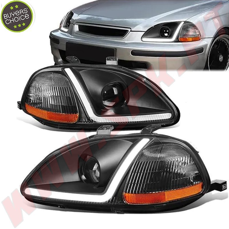Faróis LED JDM Black+Amber  - Honda Civic Pré-Facelift (1996-1998) Faróis LED JDM Black+Amber  - Honda Civic Pré-Facelift (1996-1998)
