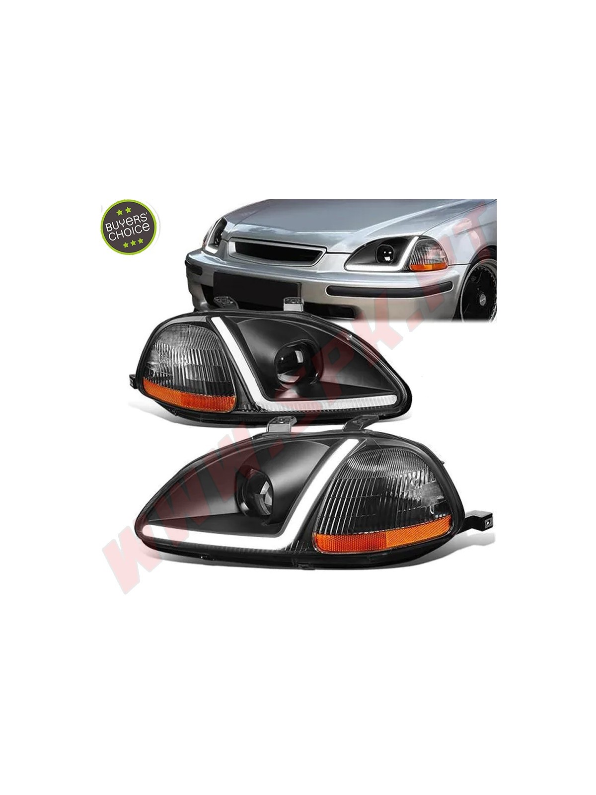 Faróis LED JDM Black+Amber  - Honda Civic Pré-Facelift (1996-1998) Faróis LED JDM Black+Amber  - Honda Civic Pré-Facelift (1996-1998)