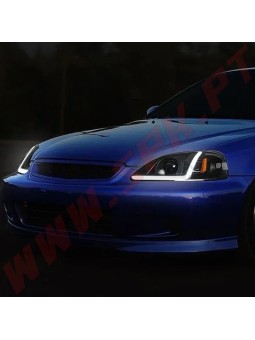 Faróis LED JDM Black+Amber - Honda Civic Facelift (1999-2001)