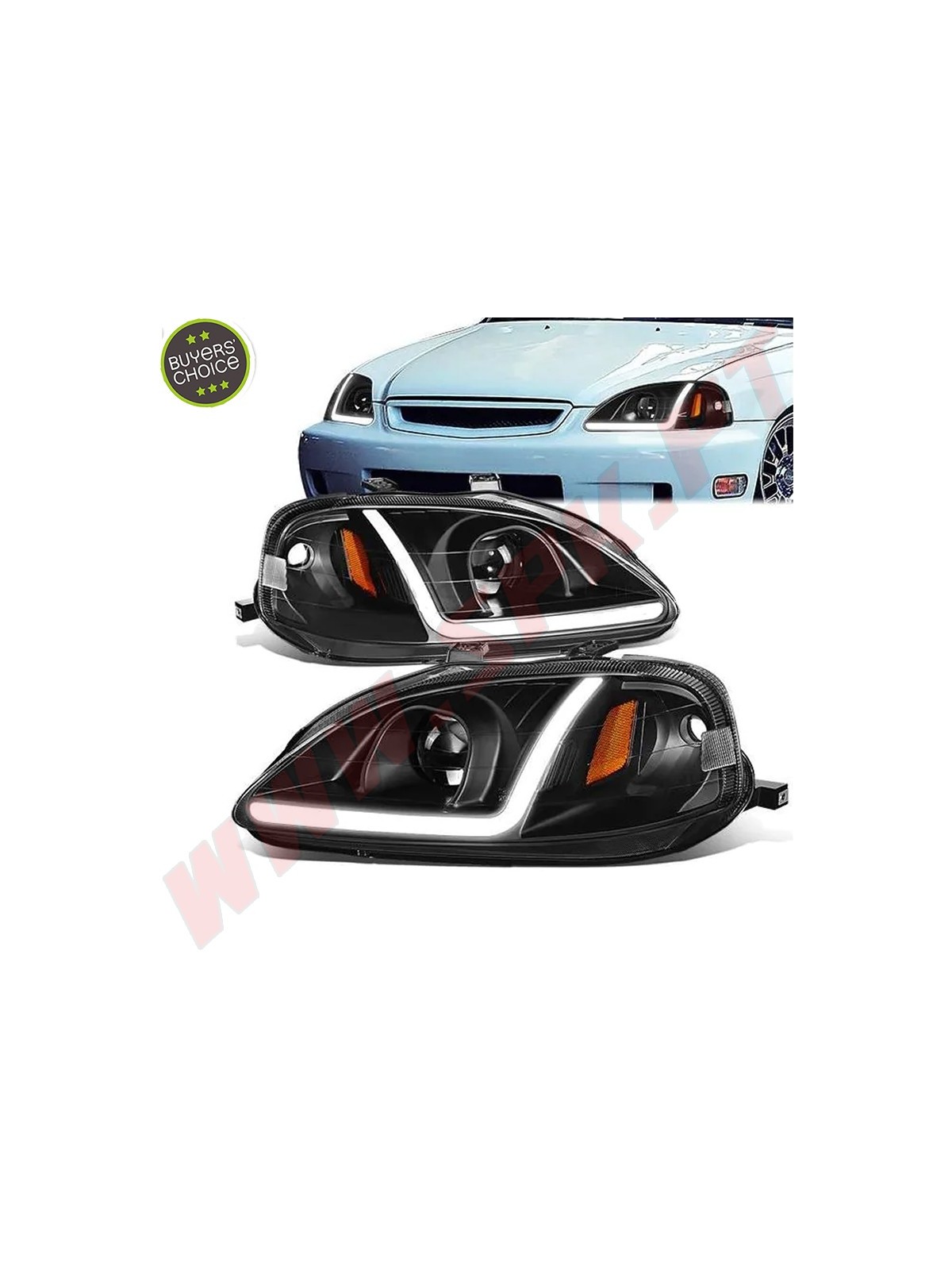 Faróis LED JDM Black+Amber - Honda Civic Facelift (1999-2001) Faróis LED JDM Black+Amber - Honda Civic Facelift (1999-2001)