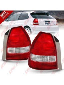 Farolins Look JDM Red+Clear - Honda Civic Hatchback (1995-2001)