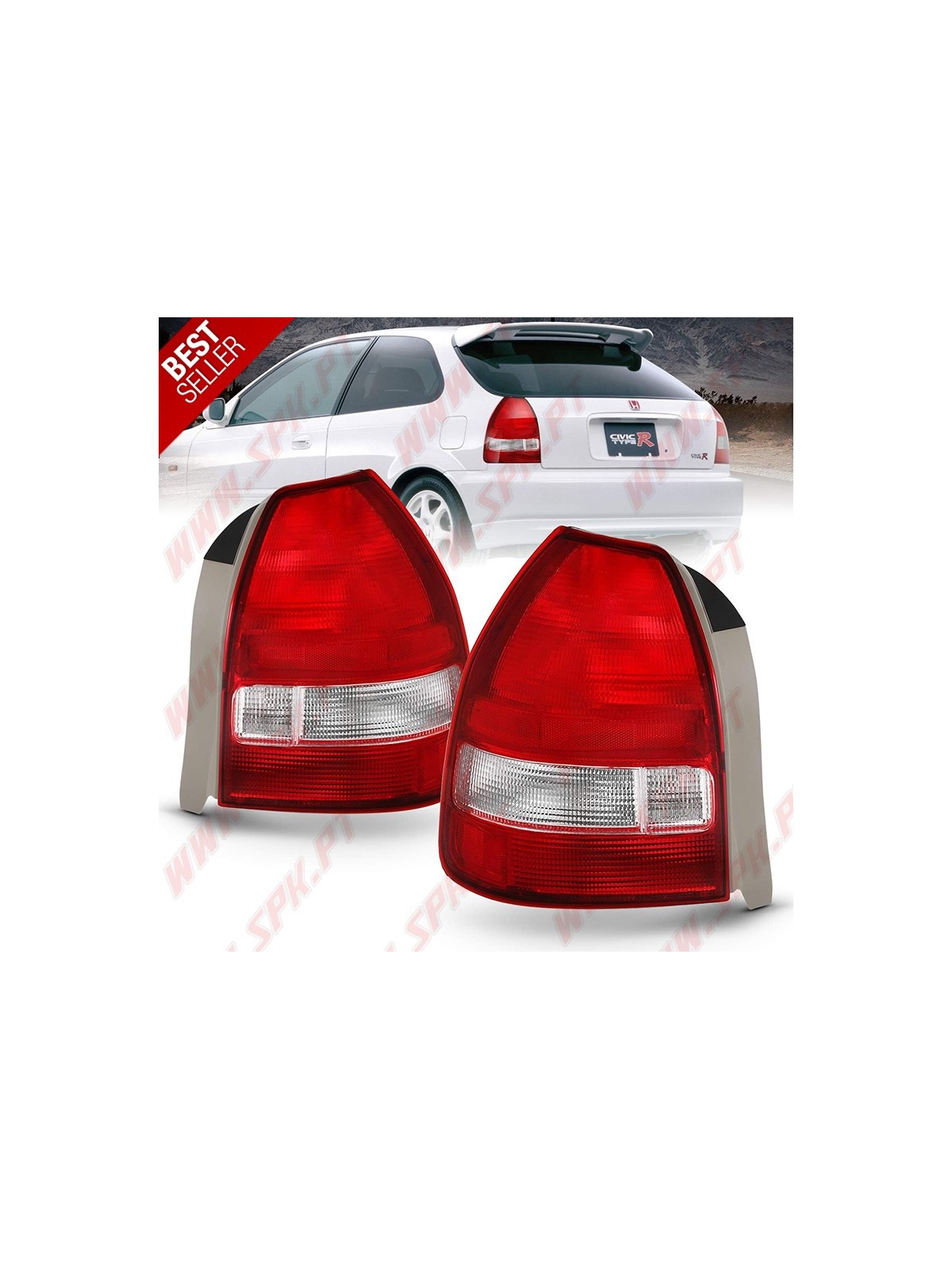 Farolins Look JDM Red+Clear - Honda Civic Hatchback (1995-2001) Farolins Look JDM Red+Clear - Honda Civic Hatchback (1995-2001)