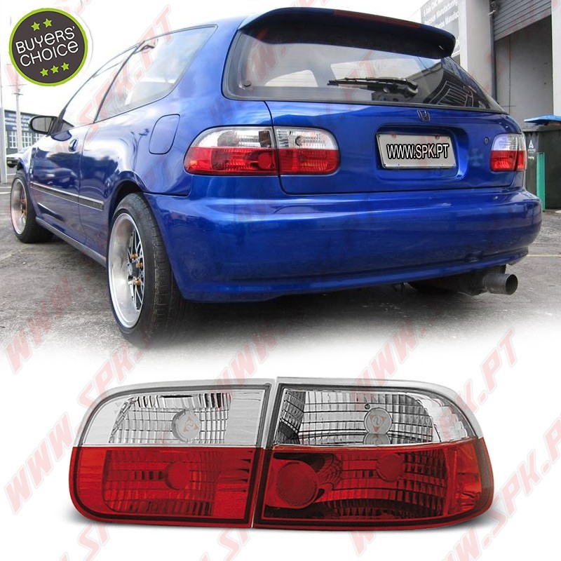 Farolins Cristal Red+Clear - Honda Civic Hatchback (1991-1995)