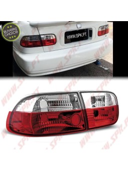 Farolins Cristal Red+Clear - Honda Civic Sedan / Coupe (1991-1995)