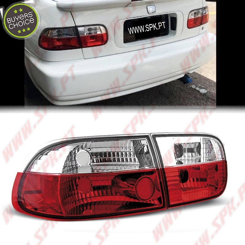 Farolins Cristal Red+Clear - Honda Civic Sedan / Coupe (1991-1995) Farolins Cristal Red+Clear - Honda Civic Sedan / Coupe (1991-1995)