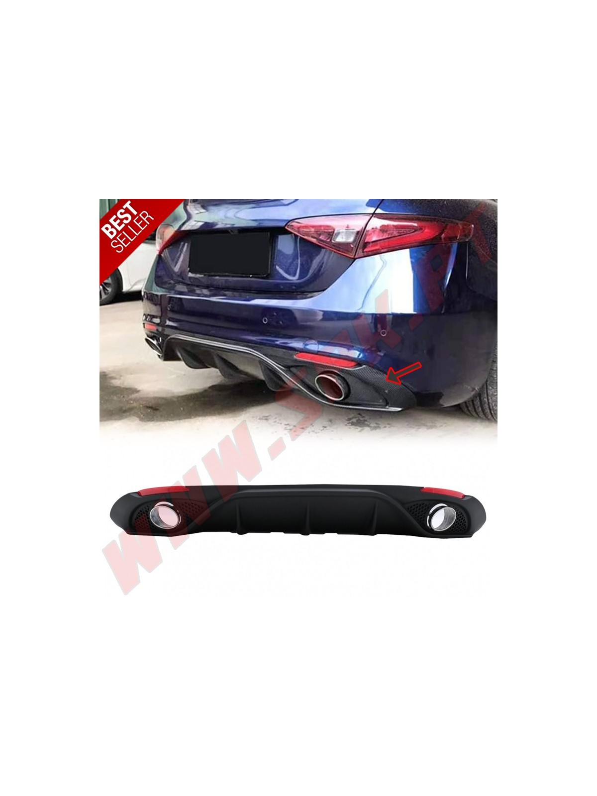 Difusor Traseiro + Ponteiras - Alfa Romeo Giulia 952 Veloce TB / Speciale TD (2015-2021)
