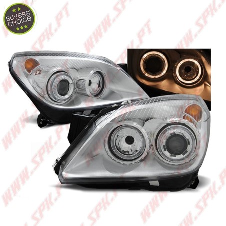 Faróis Angel Eyes / Chrome - Opel Astra H (2004-2010)